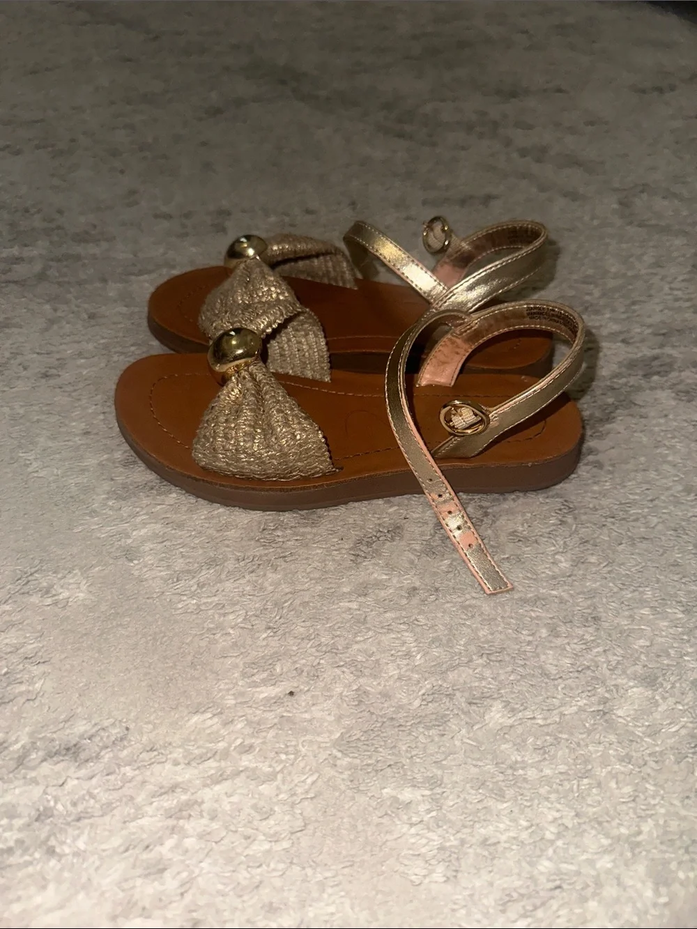 Steve Madden Girls Metallic Gold Bow Sandals